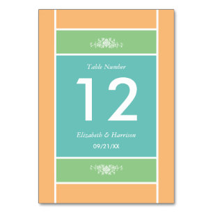 Modern Pastel Block - Tropical Colours - Wedding Table Number