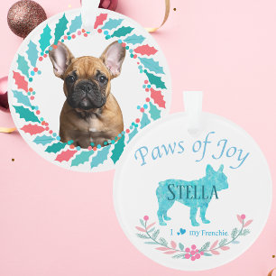 Modern Pastel Blue French Bulldog   Personalized  Ornament
