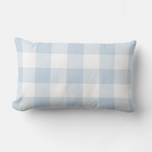 Modern Pastel Blue Gingham Pattern Check Lumbar Cushion