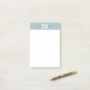 Modern Pastel Blue &  Initial Script Monogrammed Post-it Notes
