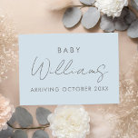 Modern Pastel Blue Minimalist Pregnancy Announcement<br><div class="desc">Modern pastel blue minimalist personalised name pregnancy announcement card. Let your friends and family know you are expecting with this elegant minimal design.</div>