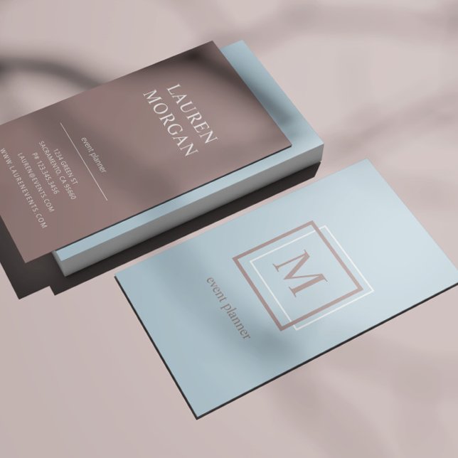 Modern Pastel Blue Monogram Personalised Business Card (Creator Uploaded)