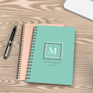 Modern Pastel Blue Monogram Personalised Planner