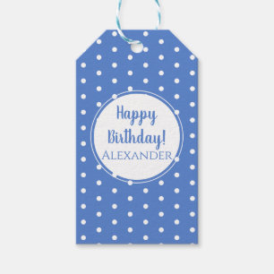 Modern Pastel Blue Polka Dots Happy Birthday Gift Tags