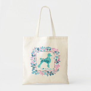 Modern Pastel Blue Poodle   Custom Name & Photo Tote Bag