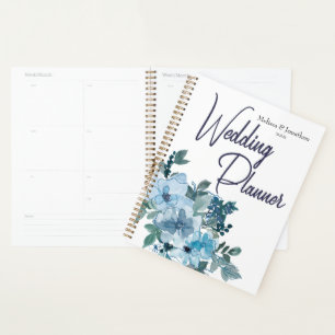 Modern Pastel Blue Roses Floral Wedding Planner