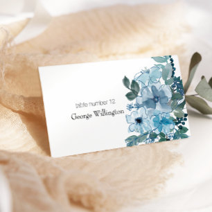 Modern Pastel Blue Roses Wedding Place Card