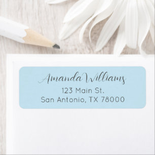 Modern Pastel Blue Script Return Address
