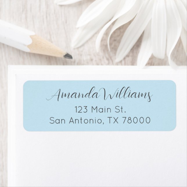 Modern Pastel Blue Script Return Address (Insitu)