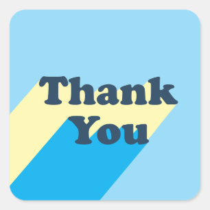 Modern pastel Blue teal retro Thank You typography Square Sticker