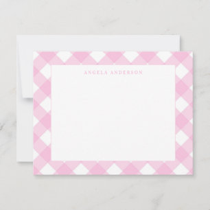 Modern Pastel Blush Pink Gingham Plaid Check Card