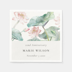 Modern Pastel Blush Waterlily Any Year Anniversary Napkin