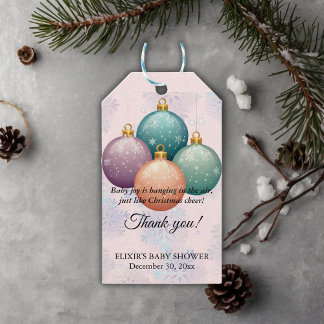 Modern Pastel Christmas Ornament Baby Shower Gift Tags