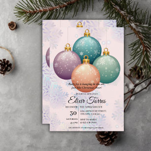 Modern Pastel Christmas Ornament Baby Shower Invitation