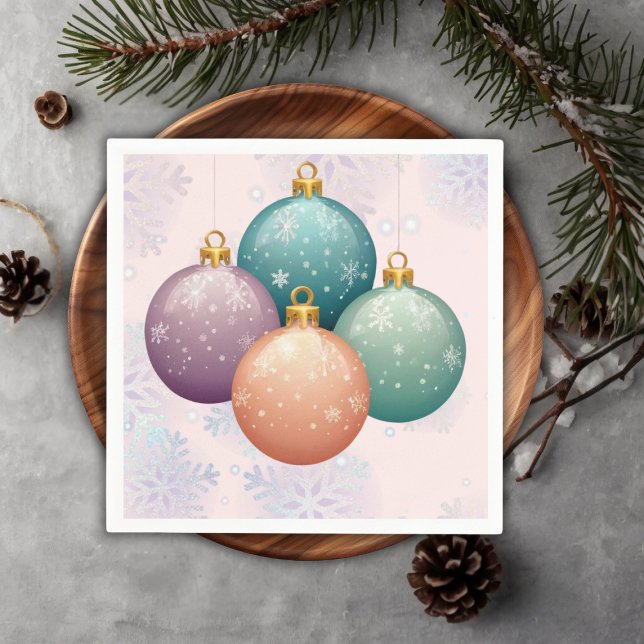 Modern Pastel Christmas Ornament Baby Shower Napkin (Creator Uploaded)