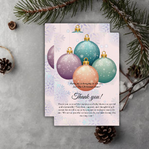 Modern Pastel Christmas Ornament Baby Shower Thank You Card