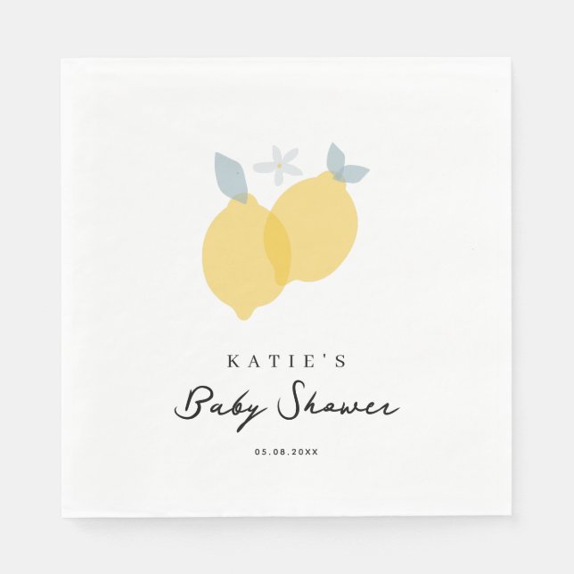 Modern Pastel Citrus Lemons Baby Shower  Napkin (Front)