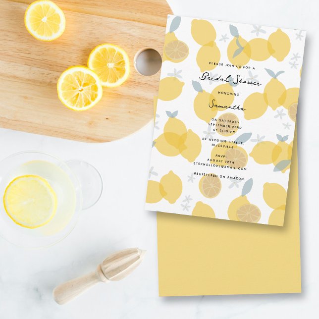 Modern Pastel Citrus Lemons Bridal Shower Invitation (Modern Pastel Citrus Lemons Bridal Shower Invitation)