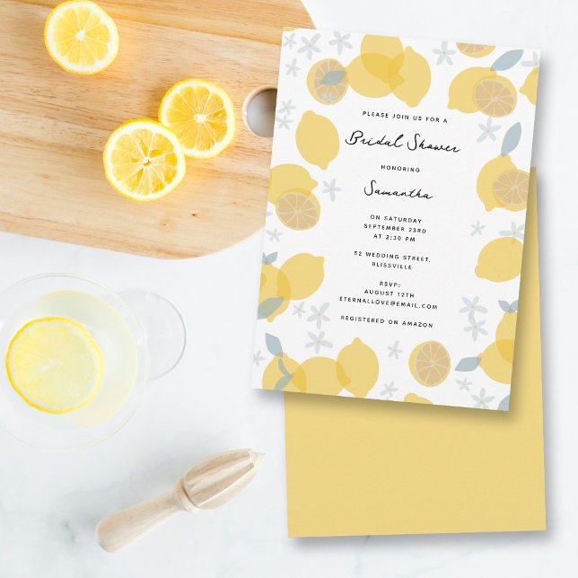 Modern Pastel Citrus Lemons Bridal Shower Invitation (Modern Pastel Citrus Lemons Bridal Shower Invitation)