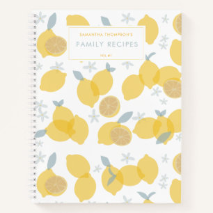 Modern Pastel Citrus Lemons Family Recipes Notebook