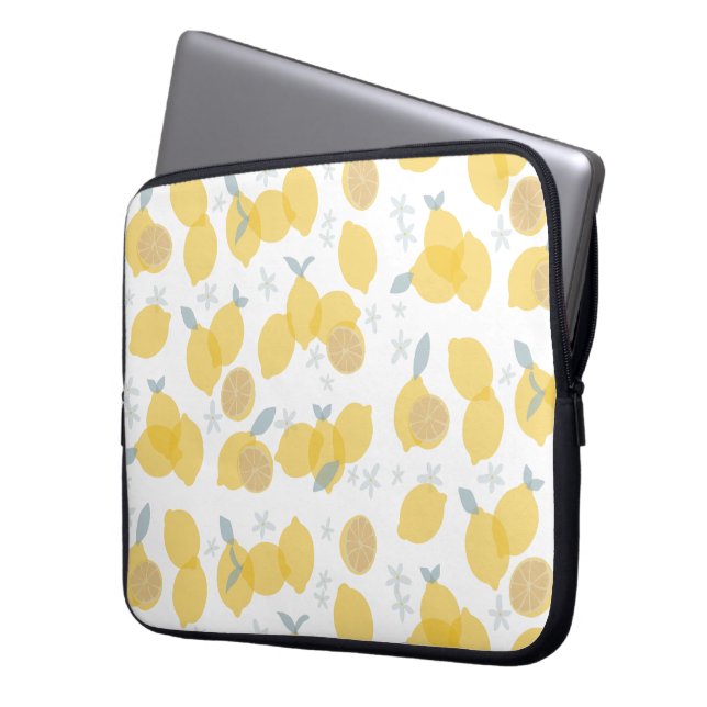 Modern Pastel Citrus Lemons Pattern Laptop Sleeve (Front Left)