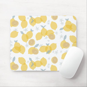 Modern Pastel Citrus Lemons Pattern Mouse Pad