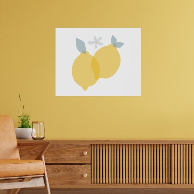 Modern Pastel Citrus Lemons  Poster (Living Room 2)