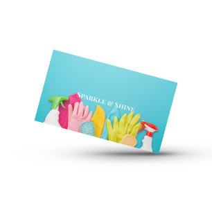 Modern Pastel Cleaning Service  Business Card