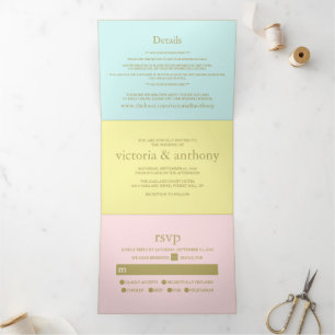 Modern Pastel Colors Wedding Suite Tri-Fold Invitation