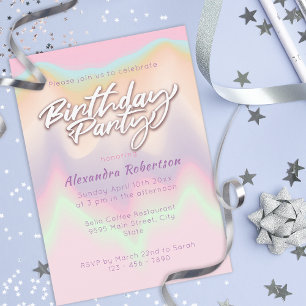 Modern Pastel Colour Blend Birthday Party Custom Invitation