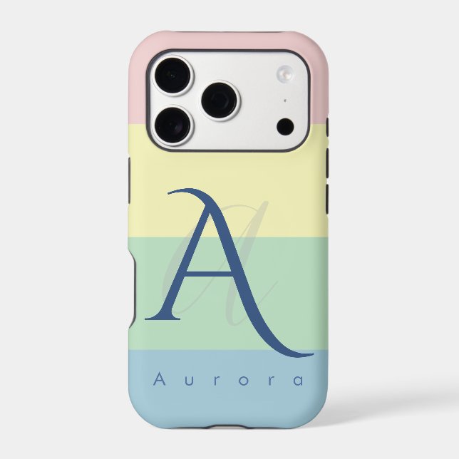 Modern Pastel Colour Block Initial & Custom Name  (Back)