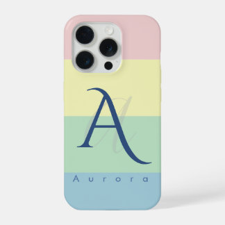 Modern Pastel Colour Block Initial & Custom Name iPhone 15 Pro Case