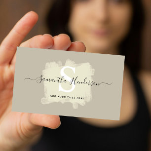 Modern Pastel Colour Brush Monogram Template Business Card