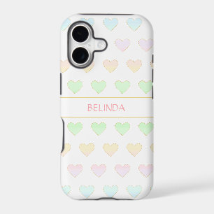 Modern Pastel Colour Heart Pattern on White Case-M