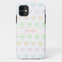 Modern Pastel Colour Heart Pattern on White Case-M