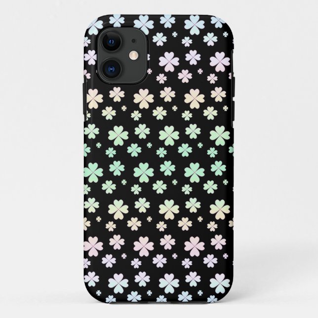 Modern Pastel Colour Shamrock Pattern on Black Case-Mate iPhone Case (Back)