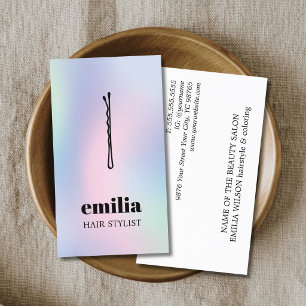 Modern Pastel Colourful Black Hair Pin Salon Business Card