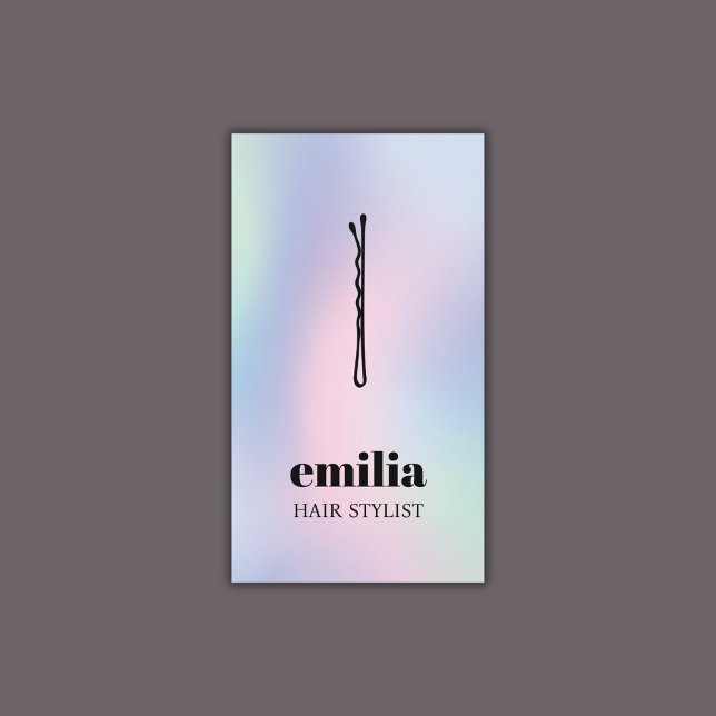 Modern Pastel Colourful Black Hair Pin Salon Business Card (Creator Uploaded)