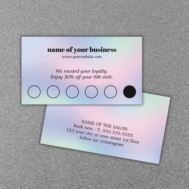 Modern Pastel Colourful Bold Beauty Salon Loyalty Card (Creator Uploaded)