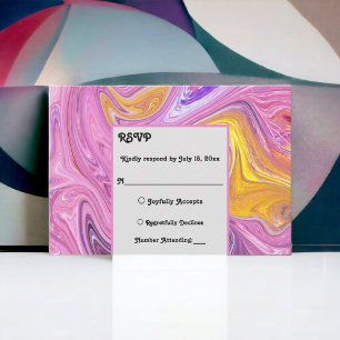 Modern Pastel Colourful Galaxy Abstract Art Weddin RSVP Card