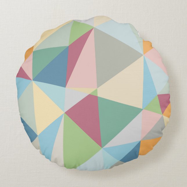 Modern Pastel Colourful Geometric Pattern Round Cushion (Back)