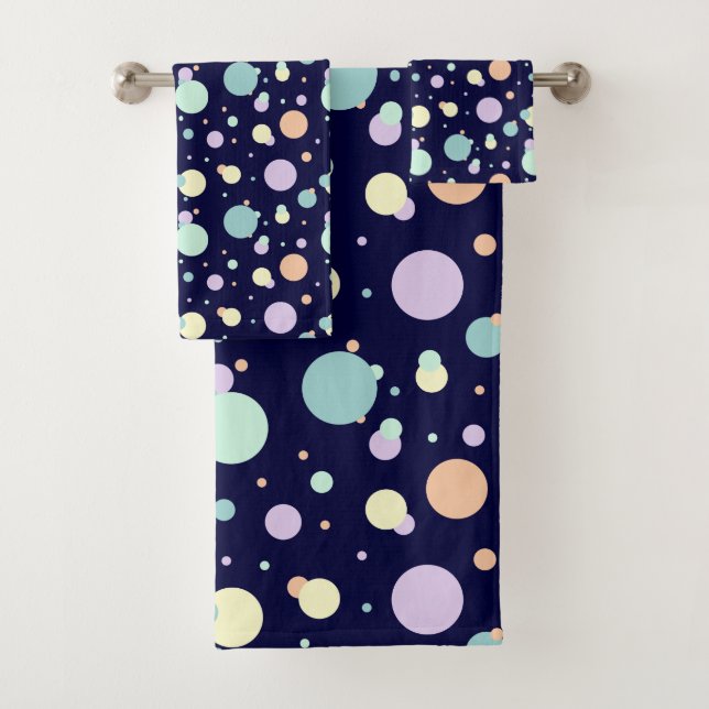 Modern Pastel Colours Circles Pattern  Bath Towel Set (Insitu)
