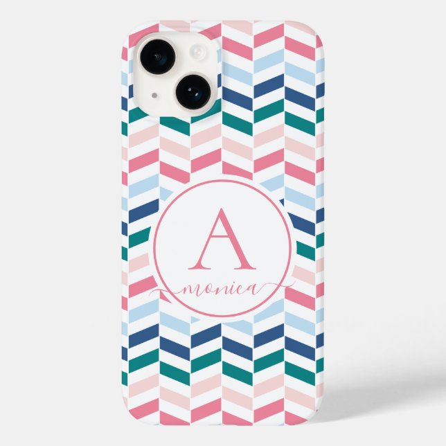 Modern Pastel Colours Geometric Chevron Monogram B Case-Mate iPhone Case (Back)