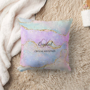 Modern Pastel Colours Glitter Monogram Cushion