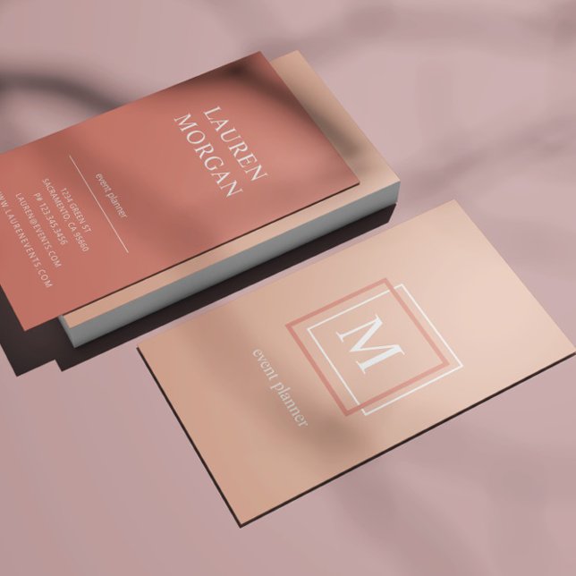 Modern Pastel Coral Monogram Business Card (Creator Uploaded)