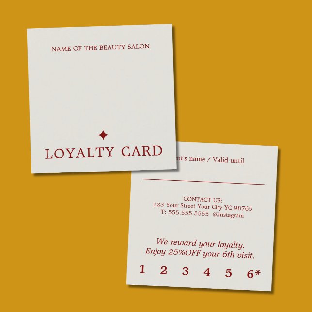 Modern Pastel Dark Red Bold Salon Loyalty Card (Creator Uploaded)