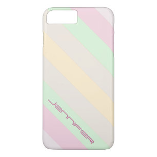 Modern Pastel Diagonal Stripe Personalised Name Case-Mate iPhone Case