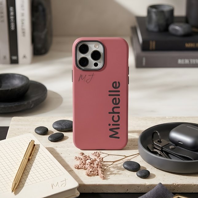 Modern Pastel Dusty Rose Aesthetic Custom Name Case-Mate iPhone Case (Creator Uploaded)