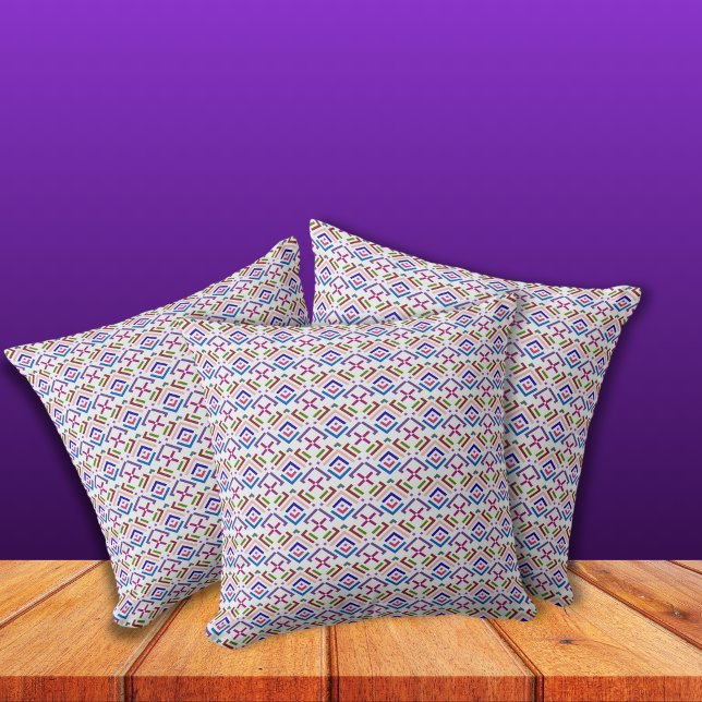 Modern Pastel Ethnic Geometric Diamond Pattern Cushion (Creator Uploaded)