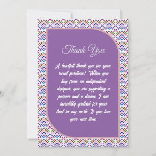 Modern Pastel Ethnic Geometric Diamond Pattern Thank You Card